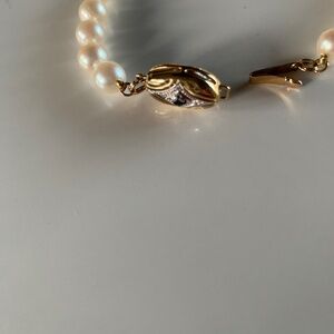AUTHENTIC CULTURED PEARL BRACELET CUSTOM MADE WITH RUBY, SAPPHIRE, DIAMOND CLASP